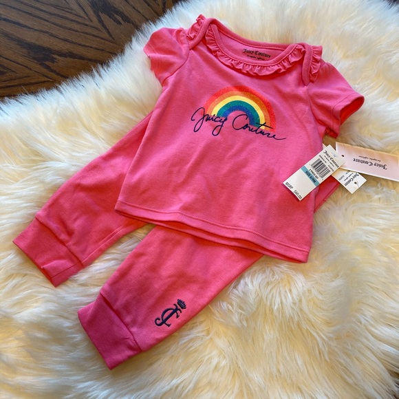 Juicy Couture Baby Girls Pink Rainbow 2-piece Set NWT - Picture 1 of 9